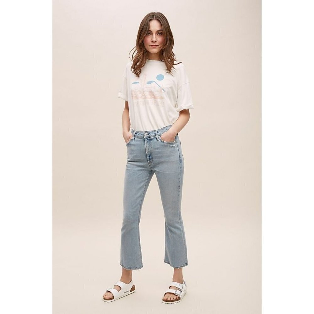 Citizens of Humanity Demy Cropped Flared Denim Rinsed Jeans 32 Petite 32P $218 - Picture 2 of 9